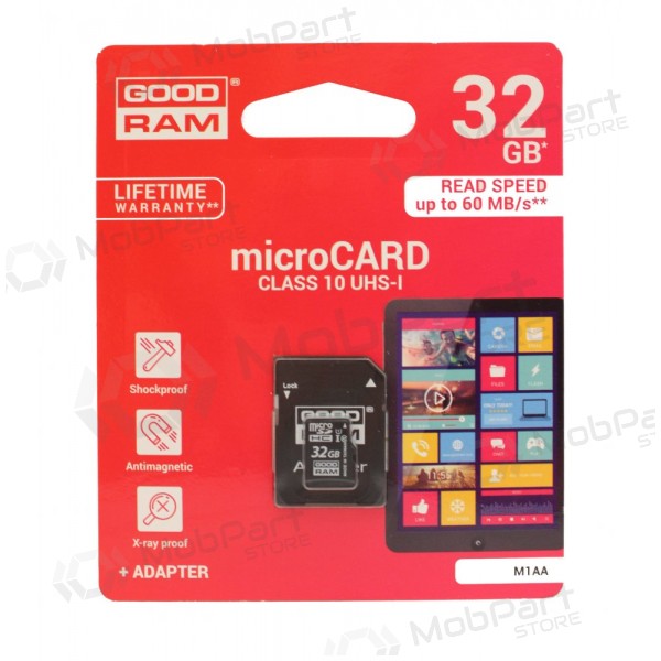 Geheugenkaart GOODRAM MicroSD 32GB (class 10) + SD adapter