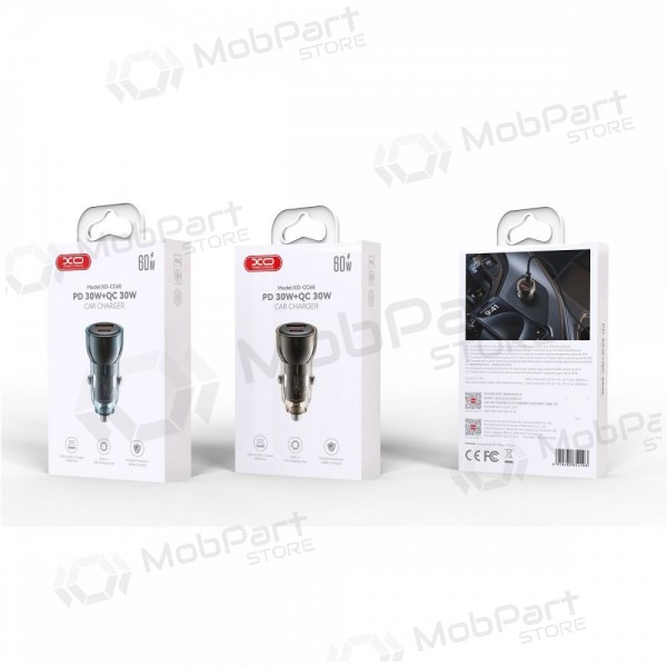 Autolader XO CC60 USB-A/USB-C 60W zwart