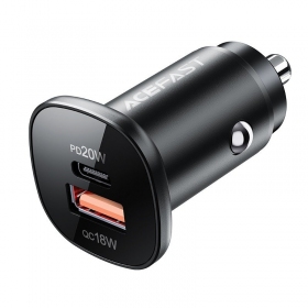 Lader automobilinis Acefast B1 Mini 38W USB-C+USB-A zwart