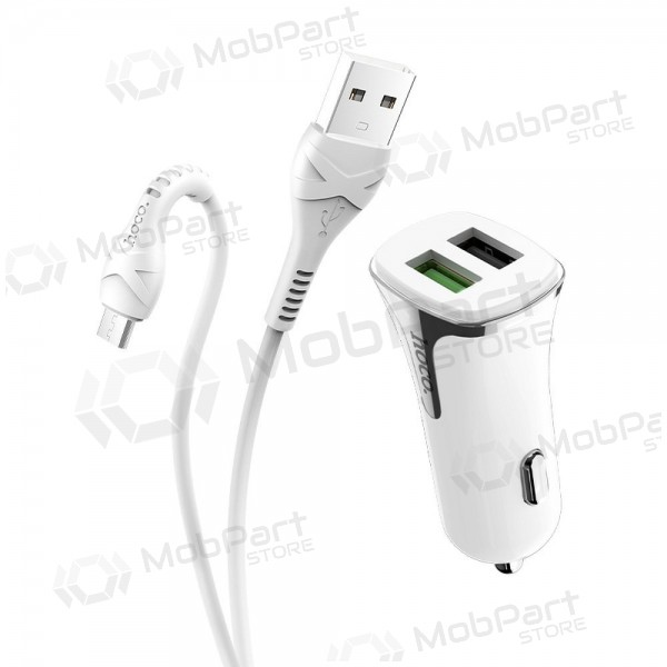 Lader automobilinis Hoco Z31 Quick Charge 3.0 (3.4A) x 2 USB + microUSB (wit)