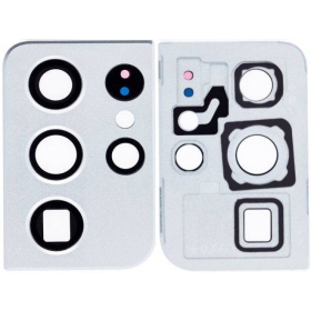 Samsung G998 Galaxy S21 Ultra 5G camera glas (zilverachtig) (met een frame)