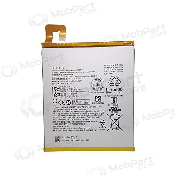 Lenovo Tab 4 8 TB-8504 / TAB4 8 Plus (L16D1P34) batterij / accu (4850mAh)