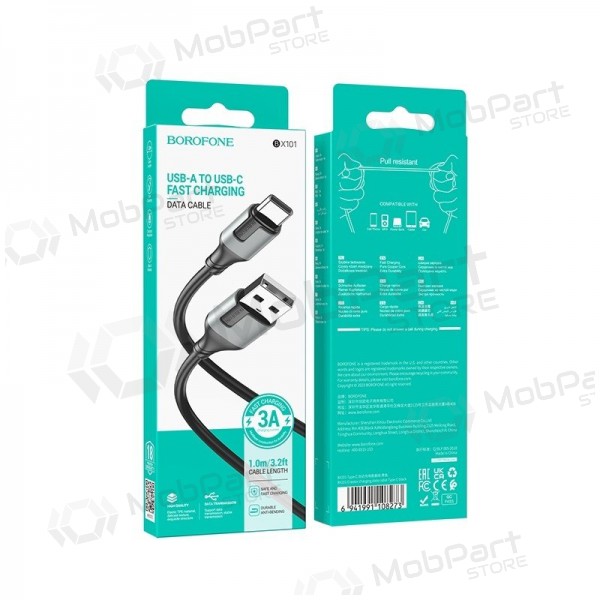 USB kabel Borofone BX101 USB-A to USB-C 1.0m zwart