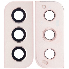 Samsung S901 Galaxy S22 camera glas (roze / gouden) (met een frame)