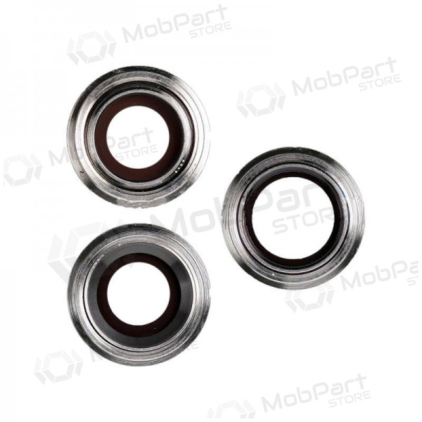 Apple iPhone 11 Pro / 11 Pro Max camera glas (3stuks) (zilverachtig) (met een frame)