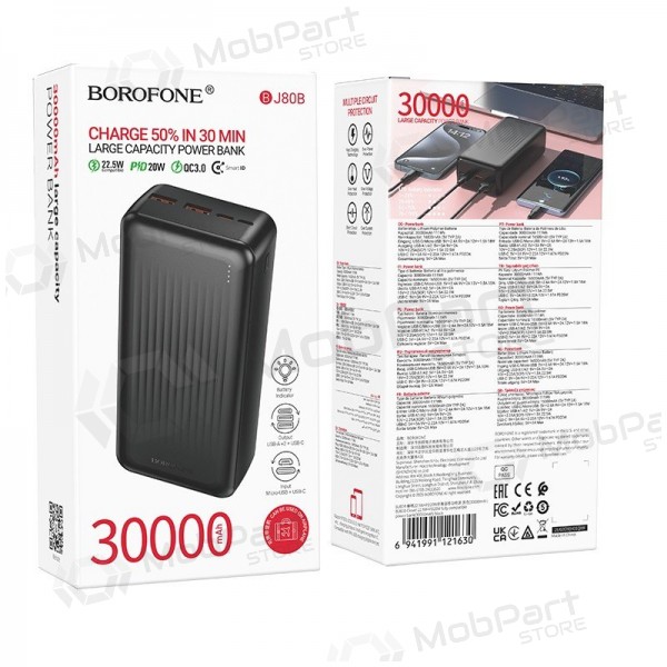 Externe batterij Power Bank Borofone BJ80B 22.5W 30000mAh zwart