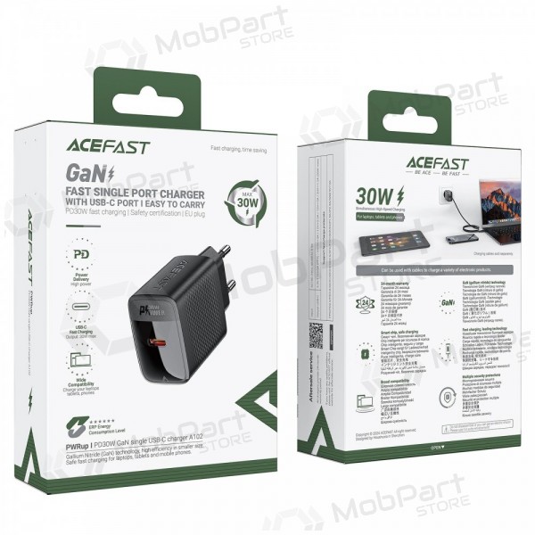 Lader Acefast A98 30W GaN USB-C/USB-A zwart
