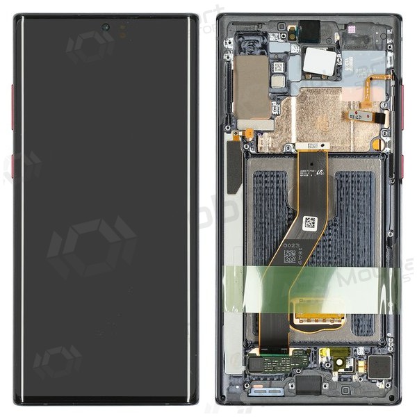 Ekranas Samsung N975 Note 10 Plus/N976 Note 10 Plus 5G su lietimui jautriu stikliuku en rėmeliu Black OLED (real size)