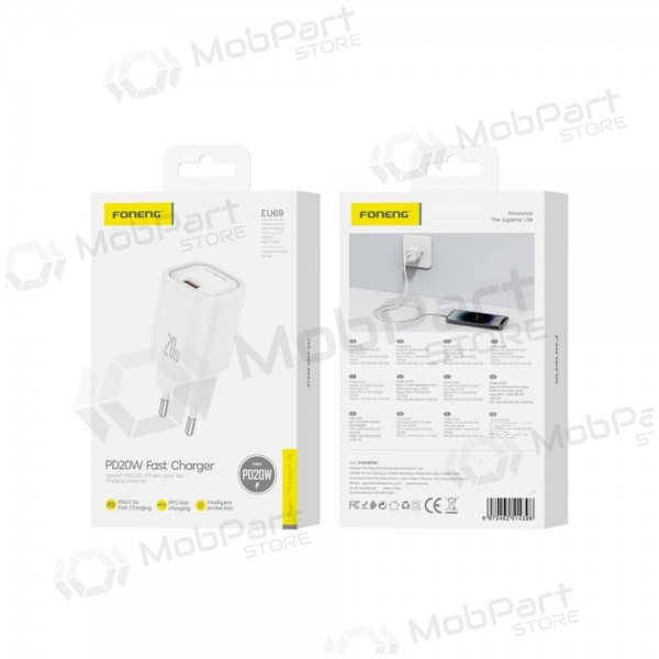 {tekstas} Telefoonoplader Foneng EU69 20 W USB-C wit