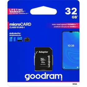 Geheugenkaart GOODRAM MicroSD 32GB (class10 UHS-I) + SD Adapter