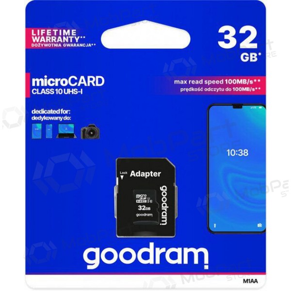 Geheugenkaart GOODRAM MicroSD 32GB (class10 UHS-I) + SD Adapter