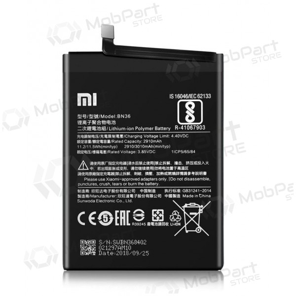 Xiaomi Mi A2, Mi 6X batterij, akumuliatorius (BN36) (Premium)