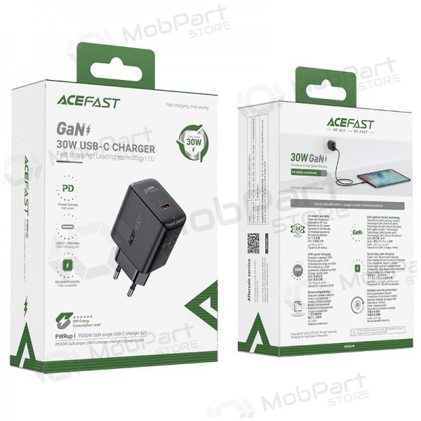 Lader buitinis Acefast A21 30W GaN USB-C zwart