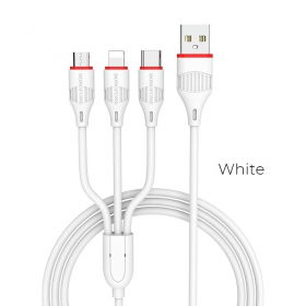 USB kabel Borofone BX17 3in1 microUSB-Lightning-Type-C (wit)