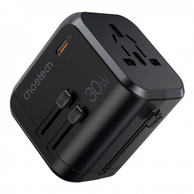 Universeel kelioninis lader Choetech PD5008 30W USB-C/3xUSB-A zwart