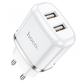 Oplader Hoco N4 met 2 USB-poorten (2.4A) (wit)