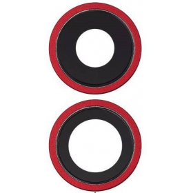 Apple iPhone 11 camera glas (2stuks) (rood) (met een frame)