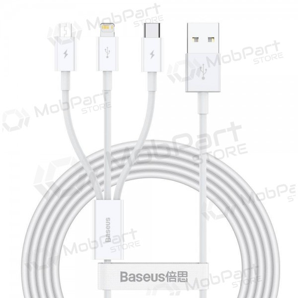 Kabel Baseus Superior USB - microUSB+Lightning+Type-C 3.5A 1.5m (wit) CAMLTYS-02