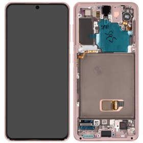 Samsung Galaxy S21 5G scherm (roze) (met een frame) (origineel)