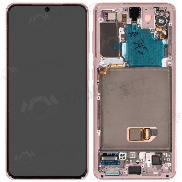 Samsung Galaxy S21 5G scherm (roze) (met een frame) (origineel)