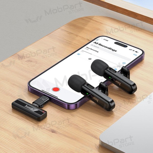 Belaidžių mikrofonų rinkinys Hoco L20A USB-C/Lightning zwart