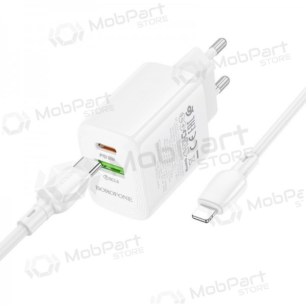 Lader Borofone BN29 30W USB-C/USB-A + USB-C to Lightning cable 1.0m wit
