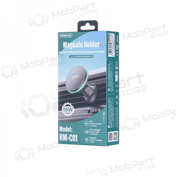 Automobilinis laikiklis-lader Remax RM-C01 MagSafe 15W zwart