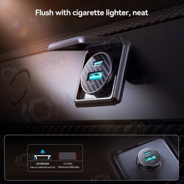 Autolader Joyroom JR-CCN16 USB-A/USB-C 15W zwart