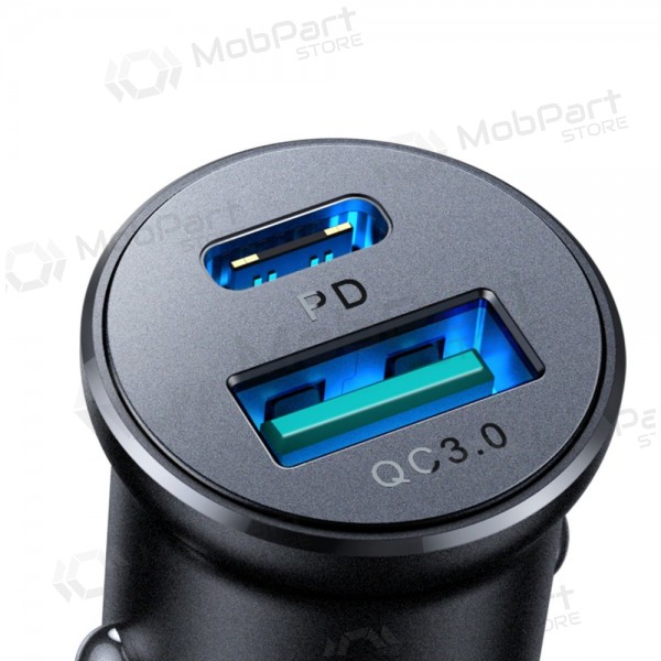 Lader automobilinis Joyroom CCN05 USB-C/USB-A 30W zwart
