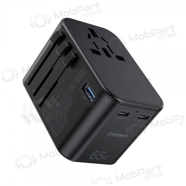 Universeel kelioninis lader Choetech PD5009 65W 2xUSB-C/USB-A zwart