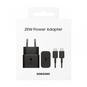 Lader origineel Samsung EP-T2510XBEGEU 25W + USB-C kabel in het pakket zwart