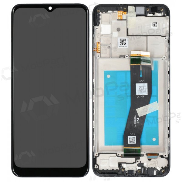Samsung Galaxy A02s scherm (zwart) (met een frame) (origineel)