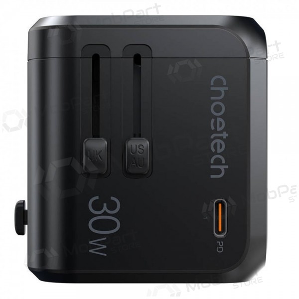 Universeel kelioninis lader Choetech PD5008 30W USB-C/3xUSB-A zwart