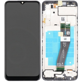 Ekranas Samsung A037G A03s 2021 (big size Europe vers.) su lietimui jautriu stikliuku en rėmeliu Black origineel