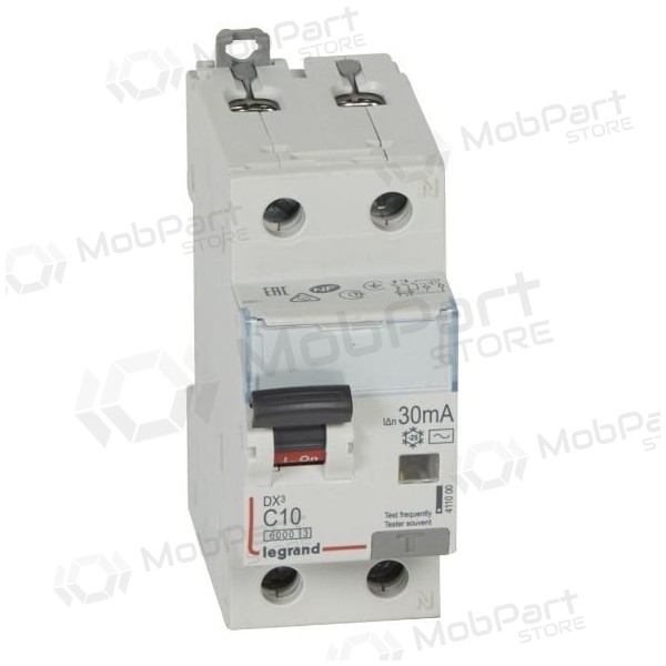 Automatinis jungiklis su srovės nuotekio rėle Legrand 411000 (10A, 1P+NR, 230V, 30mA, RCBO)