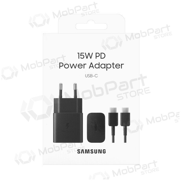 Lader origineel Samsung EP-T1510XBEGEU 15W + kabel Type-C 1m in het pakket zwart