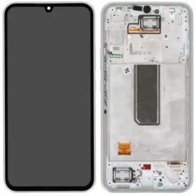 Samsung Galaxy A34 5G scherm (zilverachtig) (met een frame) (origineel)