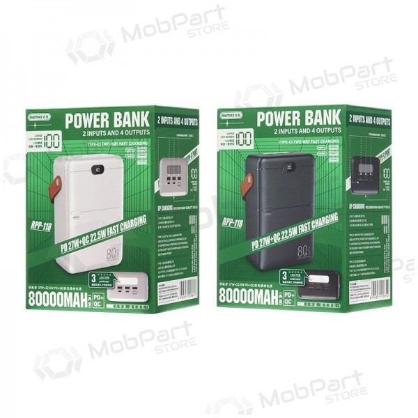 Externe batterij Power Bank Remax RPP-118 22.5W 80000mAh zwart