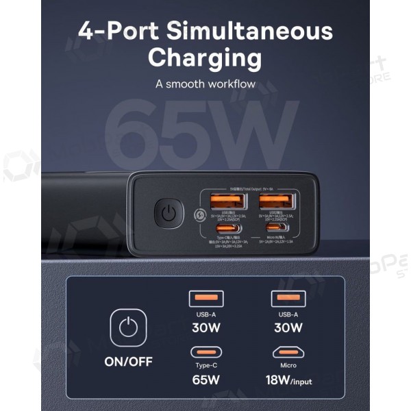 Externe batterij Power Bank Baseus StarLord 65W 20000mAh zwart P10022906113-00