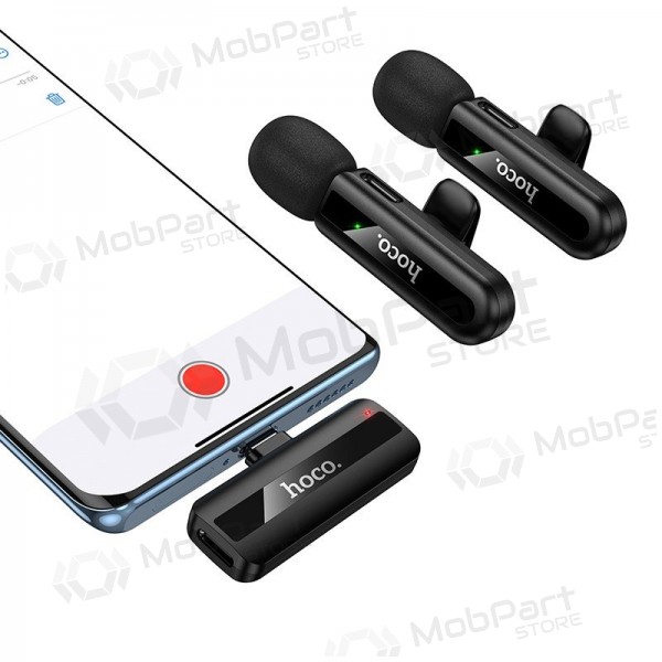 Belaidžių mikrofonų rinkinys Hoco L20A USB-C/Lightning zwart