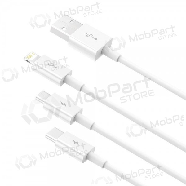 Kabel Baseus Superior USB - microUSB+Lightning+Type-C 3.5A 1.5m (wit) CAMLTYS-02