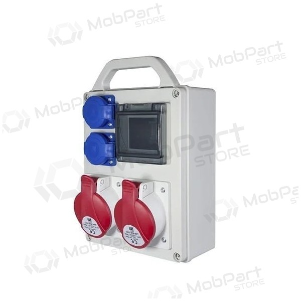 PawBol B.SLIM-4S-2S plastikinis skydelis 4 mod + kištukiniai lizdai (2x16A/250V 1x32A/5P 1x16A/5P)