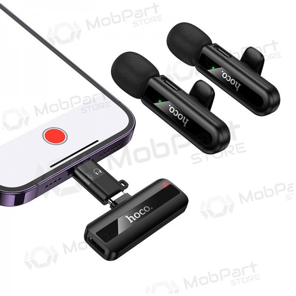 Belaidžių mikrofonų rinkinys Hoco L20A USB-C/Lightning zwart