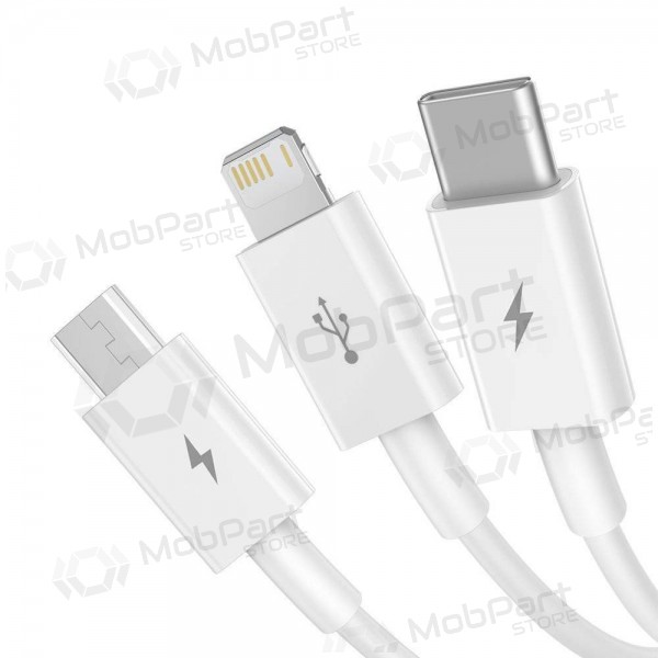 Kabel Baseus Superior USB - microUSB+Lightning+Type-C 3.5A 1.5m (wit) CAMLTYS-02