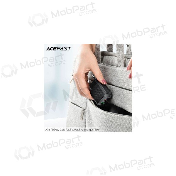Lader Acefast A98 30W GaN USB-C/USB-A zwart