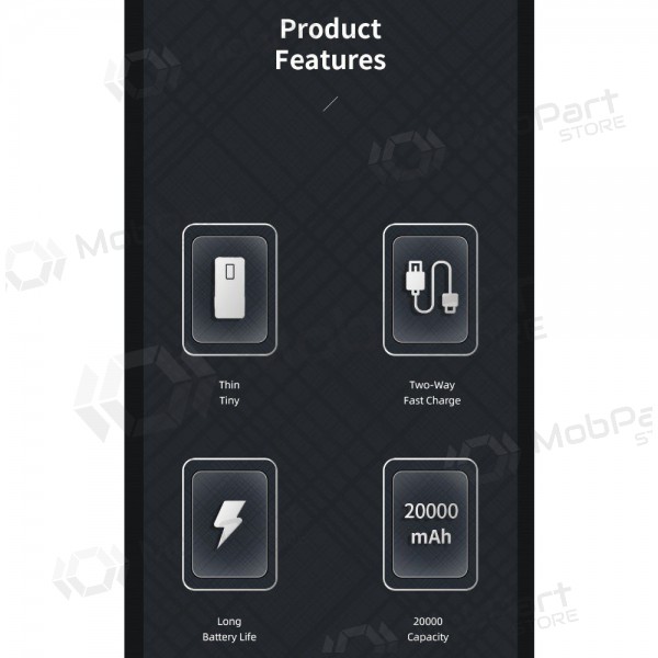 Externe batterij Power Bank Awei P6K 5V/2.1A 20000mAh zwart