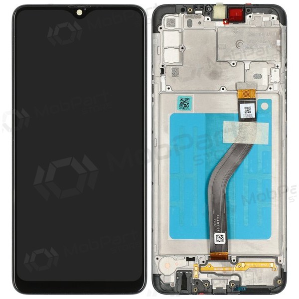 Samsung Galaxy A20s scherm (zwart) (met een frame) (origineel)