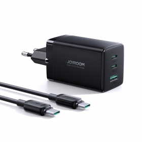 Lader buitinis Joyroom GaN JR-TCG01 2xUSB-C/USB-A 65W + USB-C cable 1.2m zwart