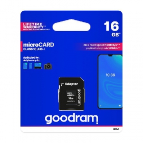 Geheugenkaart GOODRAM MicroSD 16GB (class10 UHS-I) + SD Adapter