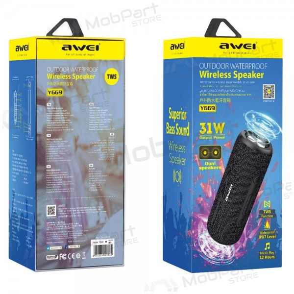 Bluetooth draagbare luidspreker Awei Y669 31W zwart